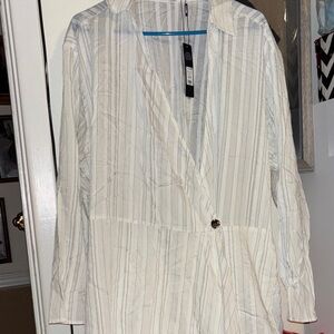 Fashion Nova White Striped Midi Dress